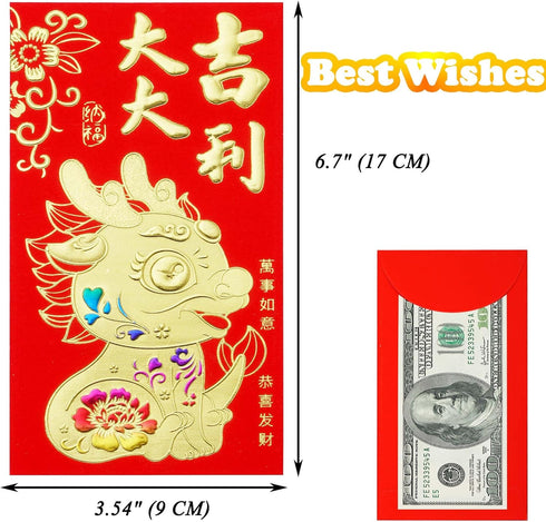 Red Envelopes Chinese New Year, Lucky Money Envelopes 2024, Dragon Year Red Packets for Spring Festival