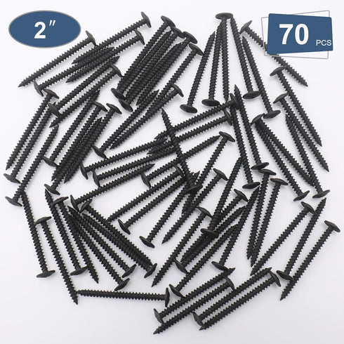 70pcs #8 × 2” Modified Truss Head Wood Screws, Phillips Drive, Black Screws with Screwdriver Bit