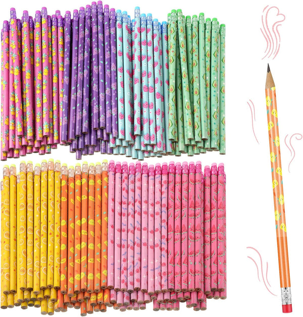 Outus Scented Graphite HB Pencils, Colored Pencils for Kids with Fruit Elements for Party Favors & Classroom Rewards