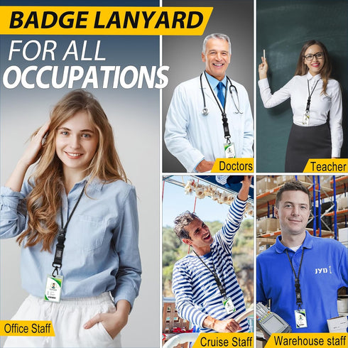 DAYGOS Breakaway Lanyards for ID Badges, Safety Detachable Key Lanyard with USA Flag, Adjustable Neck Strap (Black)