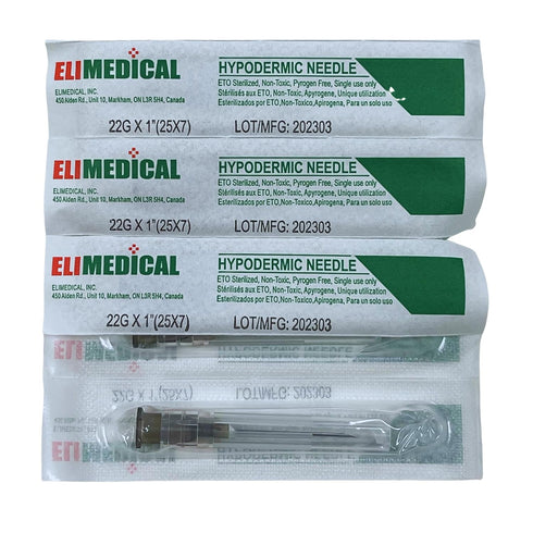 Veterinary Hypodermic Needle, Poly Hub 22G x 1 inch, 100 per box, Individually Packed, NDL2225