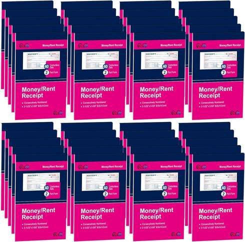 UZLU 40 Packs Money and Rent Receipt Book, 3-11/32" x 5-5/8" Rent Receipt