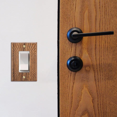 4 (13 8.2cm,Single DoubleFill Pcs Walnut Wood Light Switch Cover Brown Outlet Covers Wall Plate Decorative Boho Plug