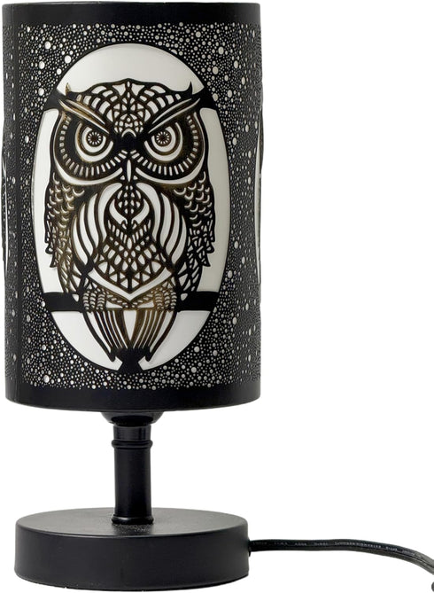 Black Metal Owl Pattern Table Lamp Bedside Lamp Decorative Nightstand Lamp for Bedroom Living Room,Dining Room,Kitchen