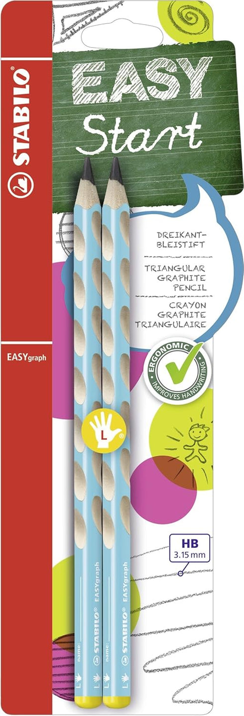 STABILO EASYgraph Handwriting Pencil Left Handed - Pack of 2, Blue