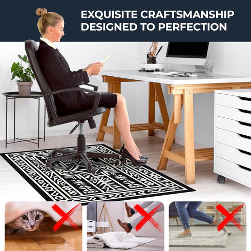 DECOLURE 36"x48" Office Chair Mat for Hardwood Floor, Noise Reducing Anti-Slip Floor Protector, Aztec Tribal Design