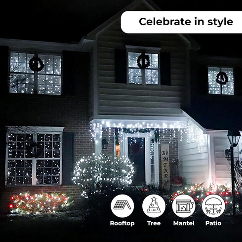 60 LED Mini Christmas Lights Cool White Green Wire String Lighting Indoor Outdoor Xmas Tree Garden Holiday Party Decor