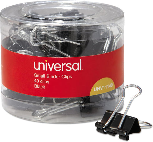 Universal Small Binder Clips, 3/8-Inch Capacity, 3/4-Inch Wide, Black, 40/Pack (11140)