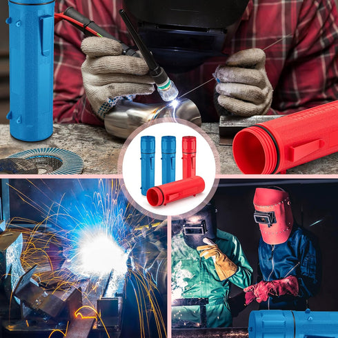 Zonon 4 Pcs 14 Inch Electrode Rod Storage Tube, Waterproof Welding Rod Holder for Canister (Red and Blue)