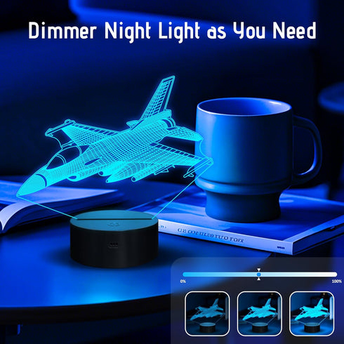 3D 7 Anywin Warplane Night Lights,Kids Airplane Night Light Bedside Lamp Fighter Toy Light Colors Changing with Remote