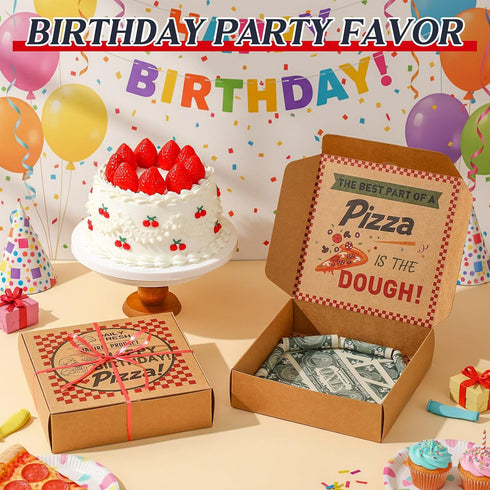 Feifeiya 2 7 7 Inch Pcs Birthday Pizza Money Box for Cash Gift x Pizza Boxes Money Holder Fun Gift for Surprise Funny