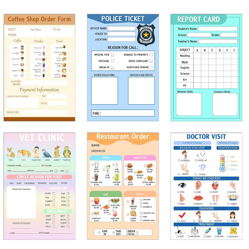 4x6 Inch Kids Pretend Play Notepads Imaginative Role Play Bundle Police Role