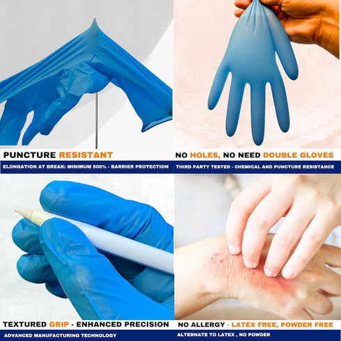 CORE Gloves 3-6 Nitrile Exam medical Gloves,Powder & Latex Free, Chemo, Fentanyl- mil - medical, hospital, box/case