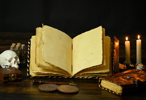 Hocus Pocus Book of Spells - Leather Journal Writing Book, 13x10 Inch, Best Halloween Gifts for Men and Women