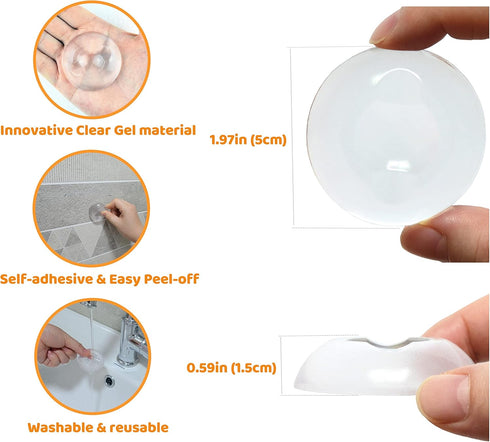 Yunshan Strongest Door Stopper, 6 PCS, 1.97“ Clear Rubber Wall Protector, Self Adhesive Bumper Guard
