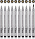 Set of 10 Black Micro-Pen Fineliner Ink Pens, Anti-Bleed & Waterproof for Artist Illustration & Technical Drawing