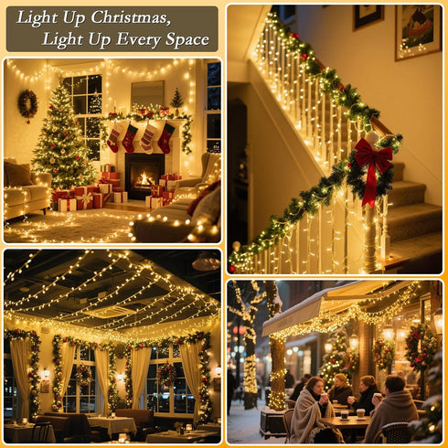 Soagrc132FT 400 8 LED Warm White String Lights, Modes Fairy Lights with Timer, Waterproof & Durable Indoor Outdoor