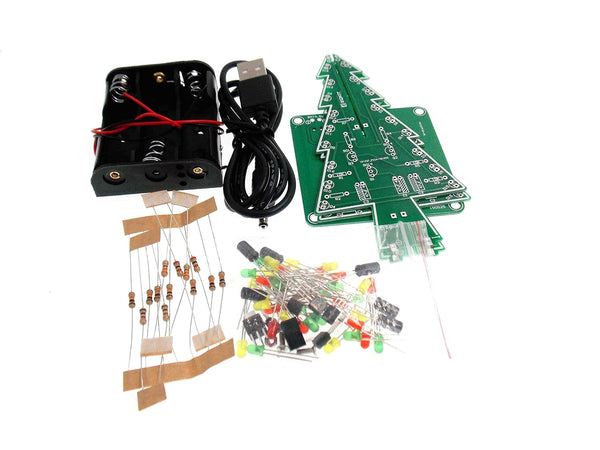 Reland Sung Three-Dimensional 3D Christmas Tree LED DIY Kit Red/Green/Yellow LED Flash Circuit Kit