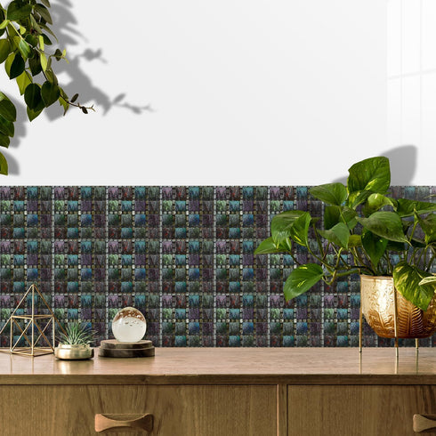 25Pcs Peel&Stick Mosaic Wall Tile Transfers for Home Decor, 4x4inch Waterproof Vinyl Splashback Sticker Tile Decal