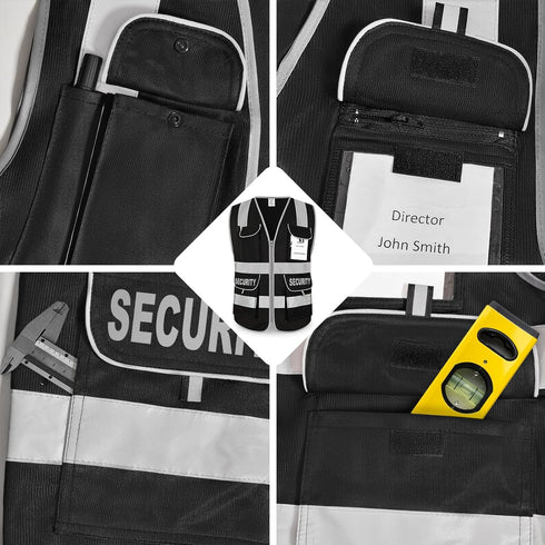 9 Security Vest for Security Guard Pockets, Meets ANSI