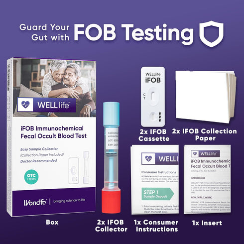 Immunochemical 2 10 WELLlife iFOB Fecal Occult Blood Test, Colorectal Cancer Screening Test Tests FOB Test for Home