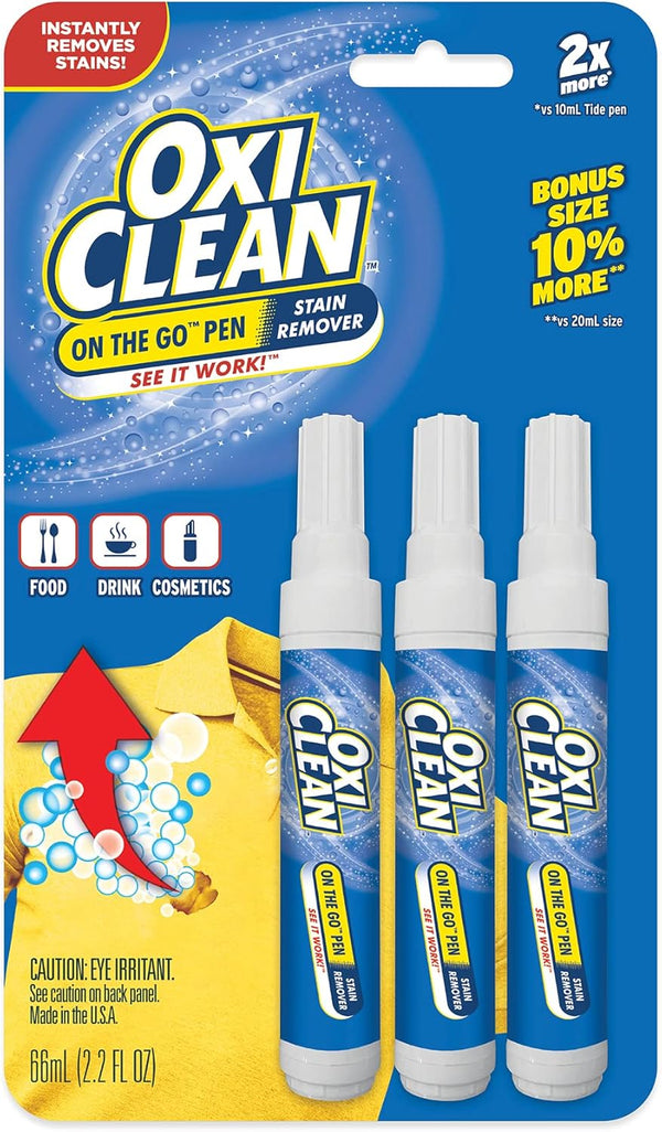 OxiClean On The Go Stain Remover Pen, Instant Stain Removal Stick, Pack of 3