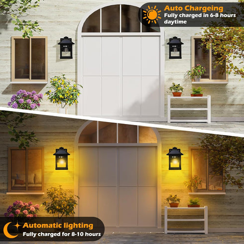 BESMYJ 3 IP65 Solar Porch Lights Outdoor, Solar Wall Lanterns with Modes Motion Sensor & Waterproof, Dusk to Dawn LED