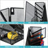 Wall Mounted 4 Tier File Organizer, Durable Adjustable Metal Vertical Hanging with 4 Pen Slots for Office, Black