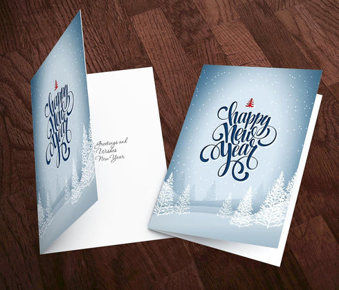 Happy New Year Cards by One Jade Lane, Winter White, 5x7, Set of 18 Holiday Cards & Envelopes