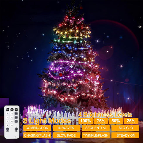 328FT 1200LED 8 IP67 OGORI Fairy Lights Outdoor, Multicolor Fairy String Lights Modes Remote & Timer, Waterproof Fairy