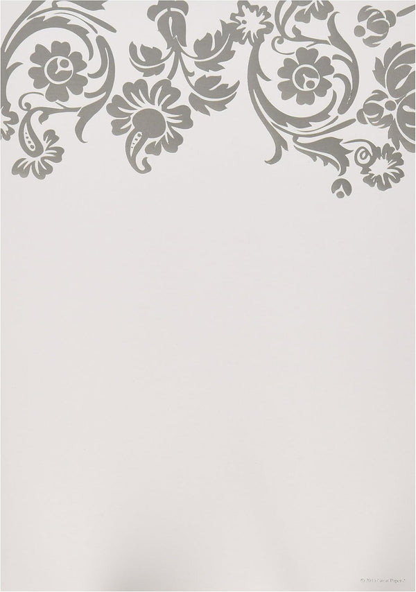 Great Papers! Silver Damask Foil Flat Cards with Envelopes, 5.5"x7.75", 10 Count
