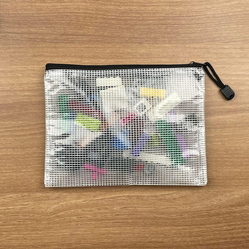 Oaimyy 16Pcs Mesh Zipper Pouch Document Folders, Plastic Zip File Bags for School Office Supplies, Travel Organizing