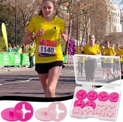 Wavwavw 12 Pcs Clear Running Bib Clips Race Number Buckle Fixing System Triathlon Race Bib Holder Running Fixing Clips