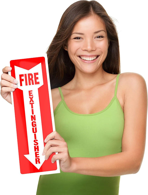 Fire Extinguisher Signs - 12 Pack Safety Sticker, 4" X 12", 5 Mil Vinyl, Bright Red and White, Weatherproof