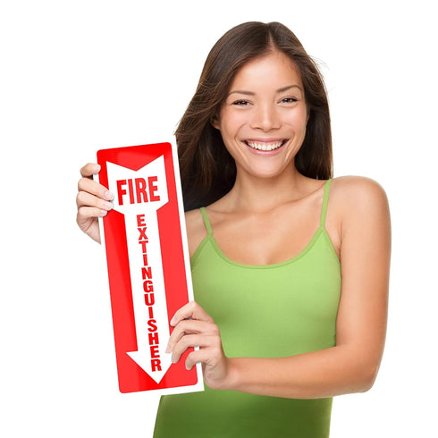 ASSURED SIGNS Fire Extinguisher Safety Sign Sticker, 8 Pack, 4" X 12", Durable Vinyl, Bright Red and White