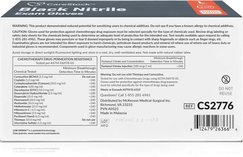 Black Nitrile Exam Gloves, Ultra-Strong Disposable Powder-Free Medical Gloves for Cooking & Healthcare, Large, 250 Count