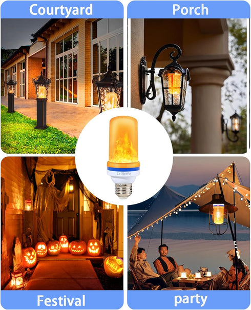 Smaller LED Flame Light Bulbs, 4 Modes Flickering Halloween Light Bulbs, E26 Base Fire Effect, Pack of 6