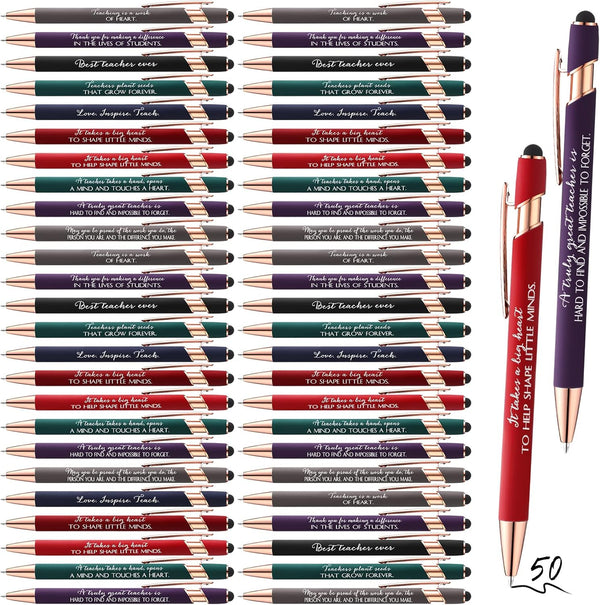 Kosiz 50 Pcs Teacher Appreciation Gifts, Metal Screen Touch Stylus Pens for Teachers