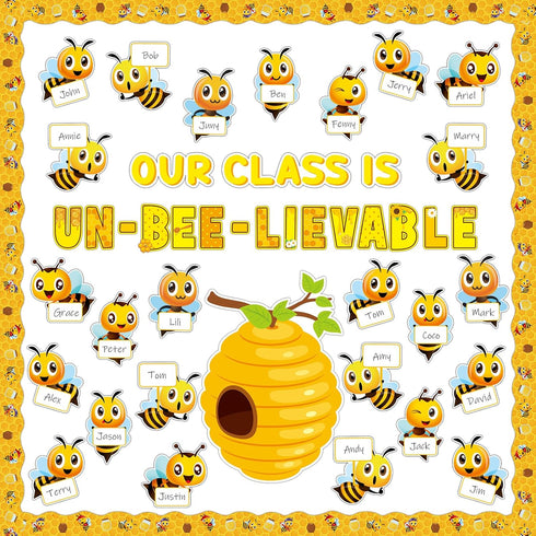 Bee Bulletin Board Decorations Set, gisgfim Summer Spring Sunflowers Borders Cutouts for Classroom Teacher Decor