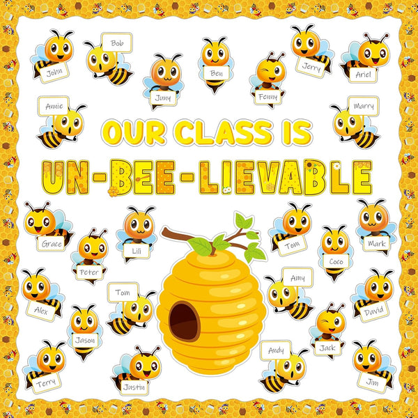 Bee Bulletin Board Decorations Set, gisgfim Summer Spring Sunflowers Borders Cutouts for Classroom Teacher Decor