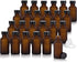 JUVITUS 1 oz / 30 ml Frosted Amber Glass Boston Round Bottle, Airtight Phenolic Cap, 24 Pack + Funnel