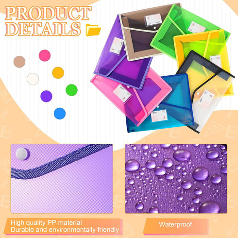 B4 Plastic Expanding File Folders Wallet, Colorful Document Organizer with Snap Closure for Office, 14 Pack