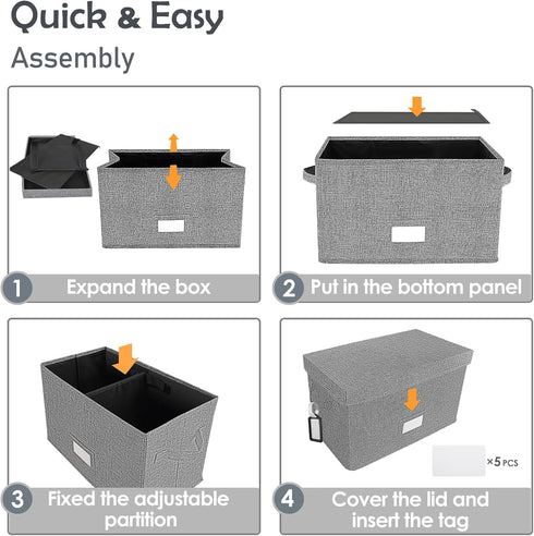 Vinyl Record Storage Box Set of 2, Grey Case with Lid Holds up to 160 Albums, CD Crate Organizer for 7"/45 RPM LPs