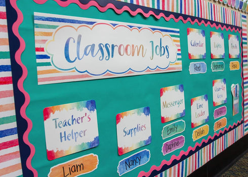 Watercolor - Classroom Jobs Mini Bulletin Board