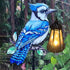 2 Pack Solar Lanterns Outdoor Decor Solar Bule Jay Lanterns Solar Cardinal Redbird Lights Metal Stake Yard Garden Decor