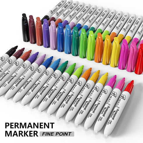Buecs 96 Count 16 Permanent Markers, Fine Point Permanent Markers, colors, Waterproof & Smear Proof Markers, Quick