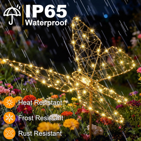 240LED, Flacchi Solar Garden Lights Outdoo Waterproofr - Butterfly Decor with Solar Powered Iron Easy to Install