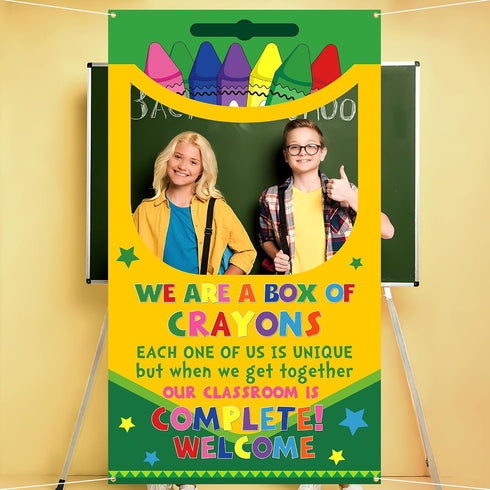Back to School Crayon Box Photo Booth Decoration Frame Giant First Day of School Crayons Box Photo Backdrop Crayons