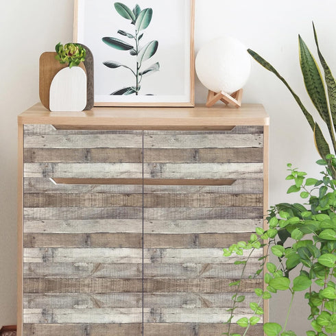 Yun-aeon Natural Wood-Grey Contact Paper, 17.3"x 200" Peel and Stick Vintage Faux Wood Wallpaper