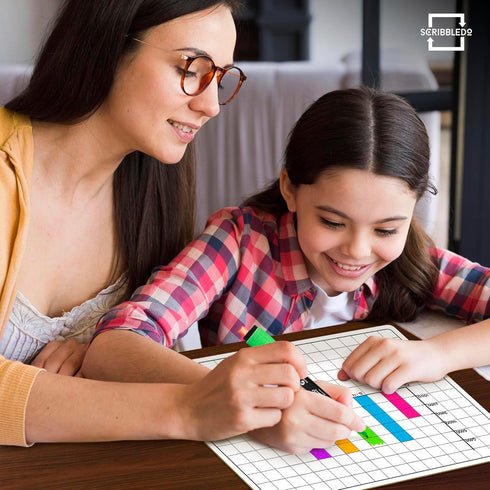 SCRIBBLEDO 11”x14” Large Graph Dry Erase Board with Double-Sided .75” Cells for Home School Classroom Use